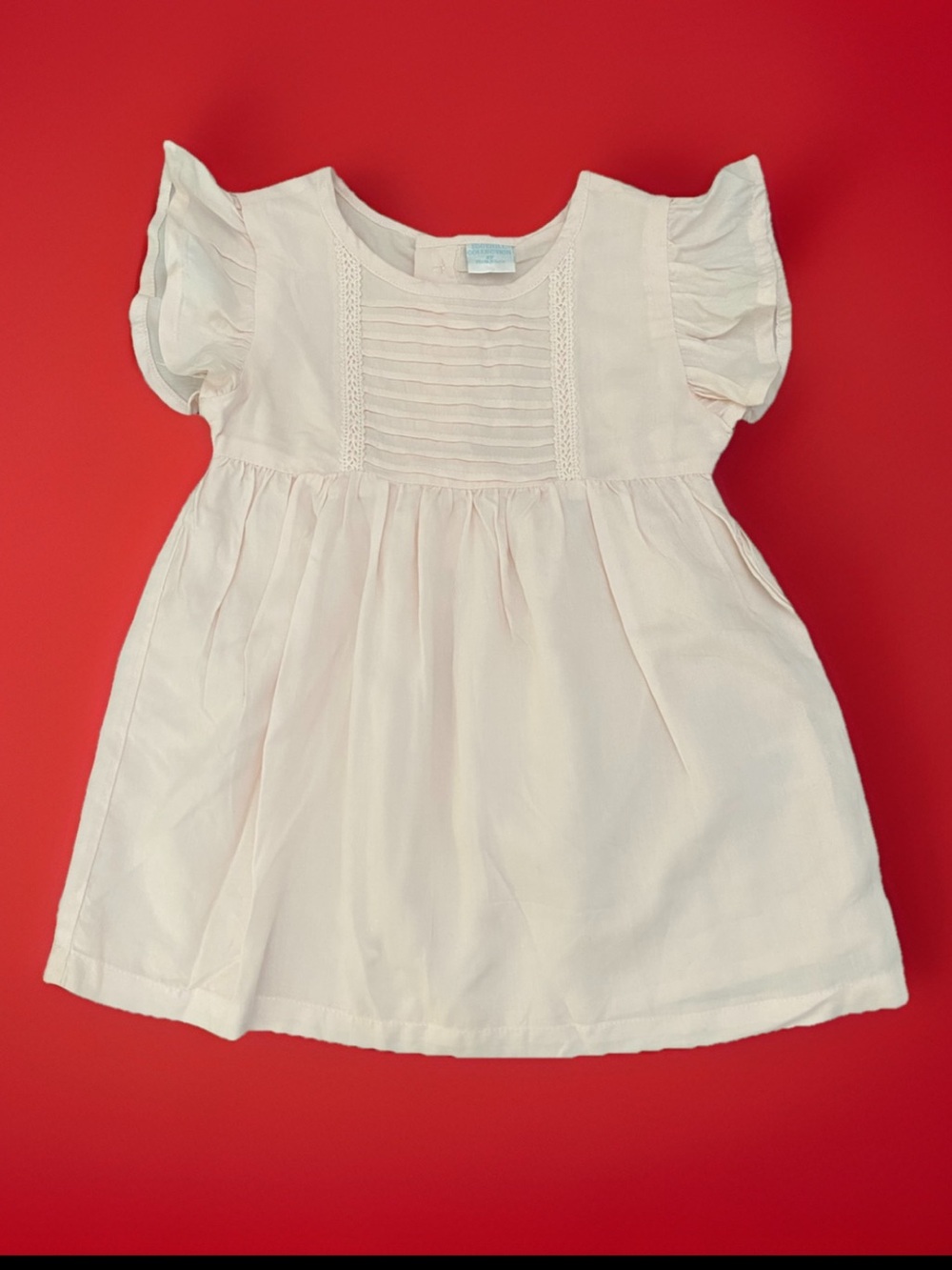 Edgehill Collection 2T  Baby Pink Short Flutter  Sleeves  Pleated Bodice Dress